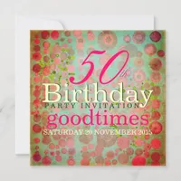 Dos Dots Pink | Retro Bubble 50th Birthday Party Invitation