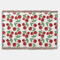 Red Cherries Graphic All Over Pattern Throw Blanket