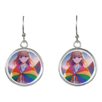 Anime Girl with LGBTQIA+ Cape  Earrings