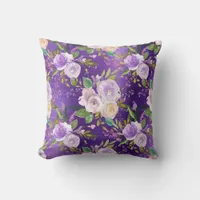 *~* PURPLE LAVENDER Floral Flowers Pattern  Throw Pillow