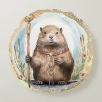 *~* Zen Fantasy Jeweled Groundhog Drip SC5 Round Pillow