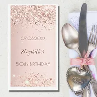 Birthday party rose gold glitter dust paper guest towels