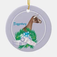 Toggenburg Goat Wreath Holiday Ornament