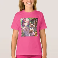 Anime Girl and Siamese Cat  T-Shirt