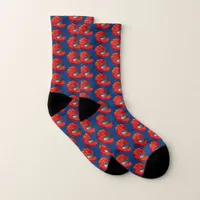 Funky Red and Blue Motorcyclist Crash Helmet Biker Socks