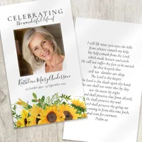 Rustic Sunflower Memorial Prayer Card