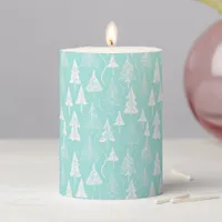 Teal Christmas Tree Pattern#6 ID1009 Pillar Candle