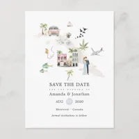 Watercolor Cuba Destination Wedding Save the Date Announcement Postcard