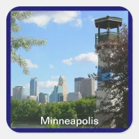 Minneapolis and Boom Island Lighthouse Square Sticker