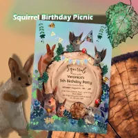 Woodland Animals 5th Birthday Invitation