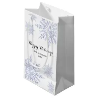 Blue Winter Snowflakes Happy Holidays Small Gift Bag