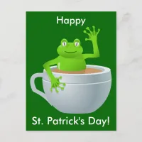 St. Patrick's Day Frog in Tea Cup Postcard