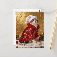 Adorable Christmas Cat Postcard