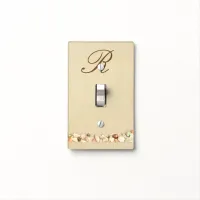 Monogram Seashells on Beach Sand Personalized Light Switch Cover