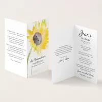 Sunflower Vase Watercolor Funeral Memorial Prayer Business Card