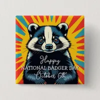 Happy National Badger Day - October 6th Button