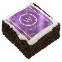 Festive Purple Foil Snowflakes Monogram Name Brownie