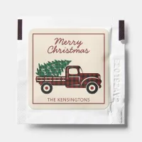 Rustic Christmas Truck Buffalo Plaid Hand Sanitizer Packet