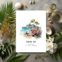 Watercolor Caribbean Destination Wedding Thank You Card