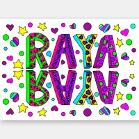 Raya, The name Raya Hand drawn Whimsical Style Sticker