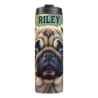 Adorable Pug Close up | Cute Dog Personalized Thermal Tumbler