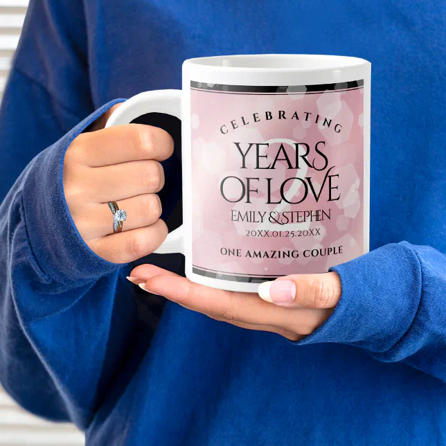 Elegant 2nd Rose Quartz Wedding Anniversary Giant Coffee Mug