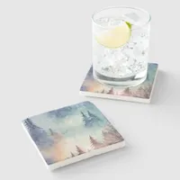 Watercolor Winter Art Stone Coaster