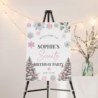 Winter Pink 70th Birthday Welcome sign