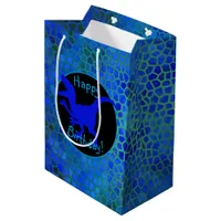 Blue Dinosaur Hide Happy Birthday! Medium Gift Bag