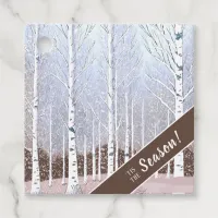 Snowy Birch Trees Christmas Dusty Blue ID1003 Favor Tags