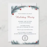 Minimalist Pine Bough Annual Company Holiday Party Invitation