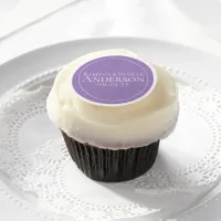 Minimalist Elegant Lavender Text Wedding Edible Frosting Rounds