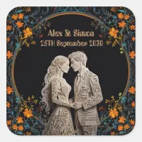 Bride & Groom Royal Classic Square Sticker