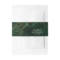 Fine Lines Gold Abstract Wedding V1 Emerald ID867 Invitation Belly Band