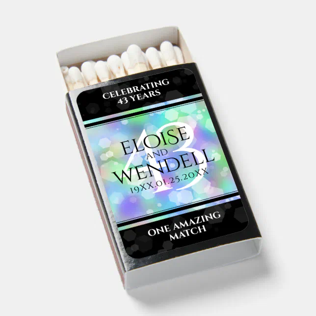 Elegant 43rd Opal Wedding Anniversary Celebration Matchboxes