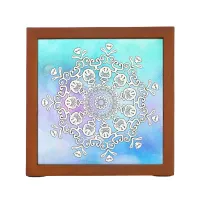 *~* Gorgeous White Mandala on Turquoise Watercolor Pencil Holder