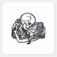 Till Death Do Us Part Classic – Spooky Skeleton Sl Square Sticker