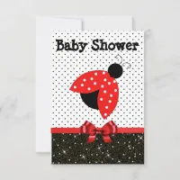 Girl's RedLadybug Baby Shower Invitation