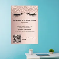 Beauty salon rose gold lashes QR code Wall Decal