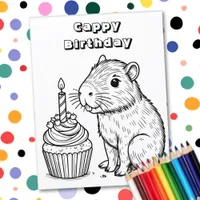 Capybara Pun Birthday | Coloring Page