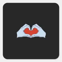 Skeleton Heart Hands Classic Basic Halloween Style Square Sticker