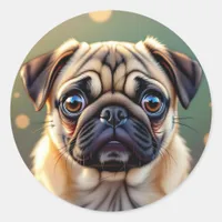 Adorable Pug Close up | Cute Dog Classic Round Sticker