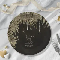 Jewel Palm Leaf Wedding Gold V2 ID830 Paper Plates