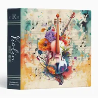 Violin Monogram Personalized Sheet Music 3 Ring Binder