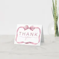 Blush Pink Coquette Thank You Card – Elegant Bow B