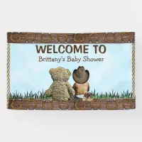 Ethnic Country and Western Lil Cowboy Teddy Bear Banner