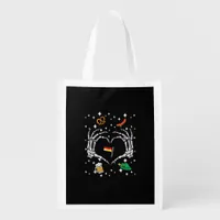 Oktoberfest Skeleton Hand Heart Flag German  Grocery Bag
