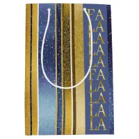 Blue Gold Christmas Fa La La Pattern#27 ID1009 Medium Gift Bag