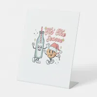 Tis The Season Retro Milk And Cookie Christmas Pedestal Sign