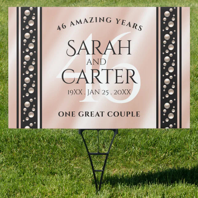 Elegant 46th Pearl Wedding Anniversary Celebration Sign